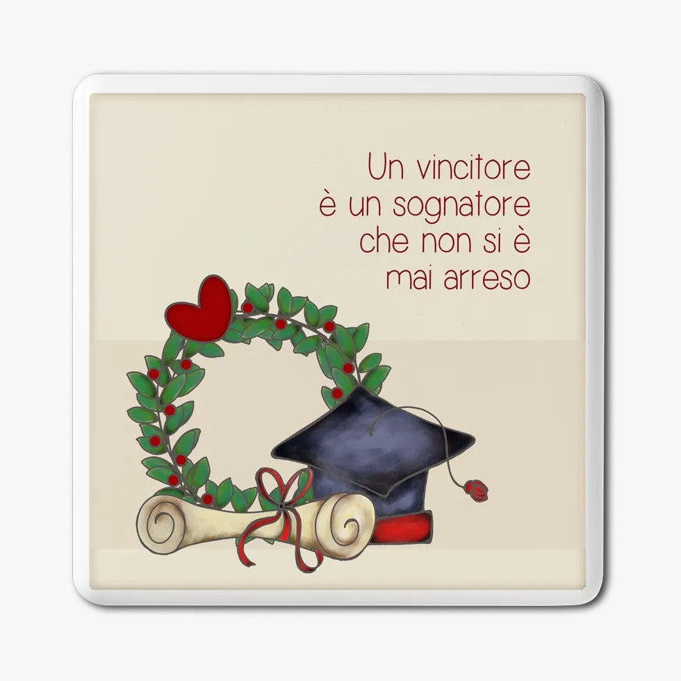 Formella in legno "Laurea" 12x12