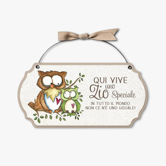 Targhetta in legno con ferretto 23x14,5cm "Zio"